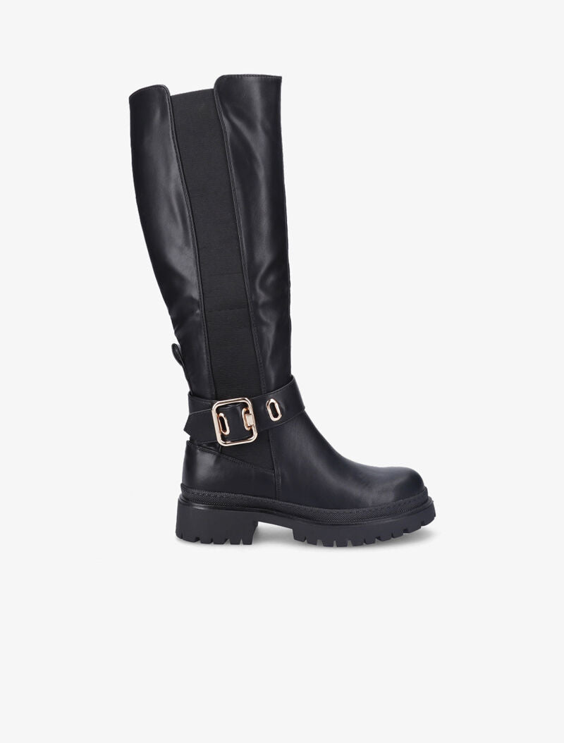 Bottes style motard à sangles à boucle carrée - Noir - 2