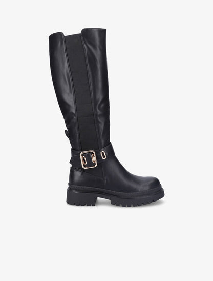 Bottes style motard à sangles à boucle carrée - Noir - 2