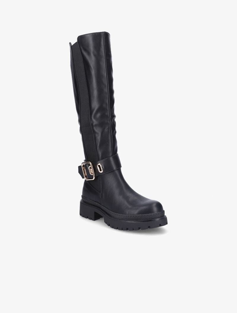 Bottes style motard à sangles à boucle carrée - Noir - 3