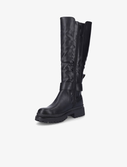 Bottes style motard à sangles à boucle carrée - Noir - 4