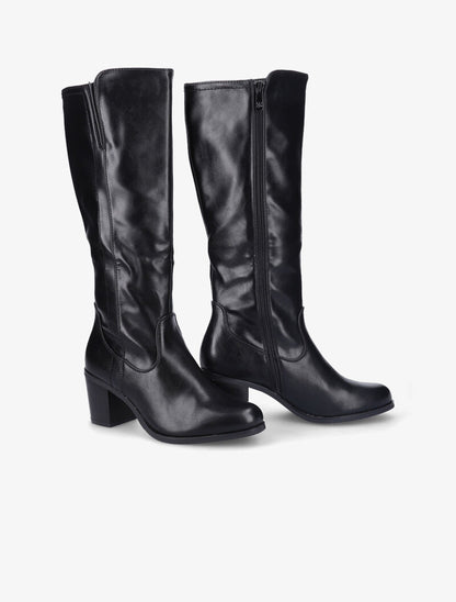 Bottes à talons en simili - Noir - 4