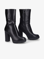 Bottines montantes à talons et semelles crantées - Noir - 1