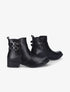Bottines plates en simili à contrefort effet croco - Noir - 1