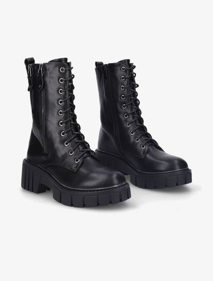 Bottines montantes à double zips décoratifs dorés - Noir - 5
