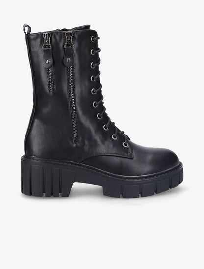 Bottines montantes à double zips décoratifs dorés - Noir - 2