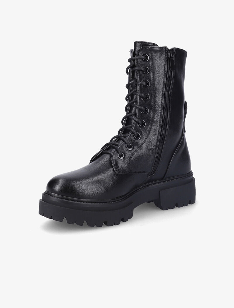 Bottines en simili à talon et semelle crantée - Noir - 4