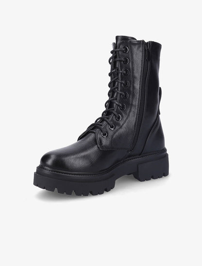 Bottines en simili à talon et semelle crantée - Noir - 4