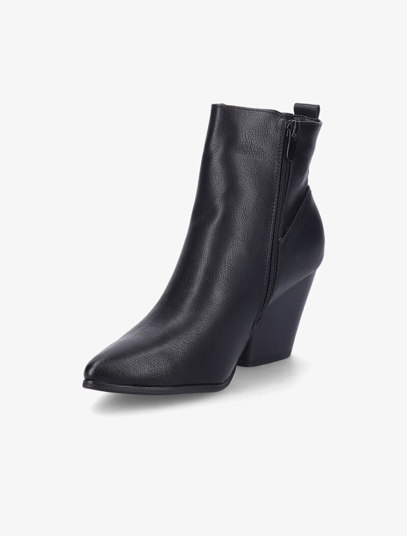 Bottines à talon style santiag - Noir - 3