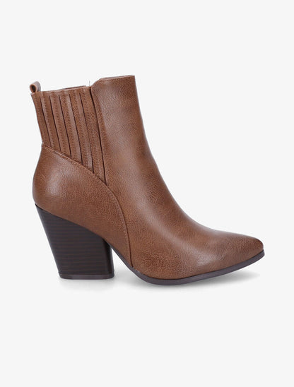 Bottines à talon style santiag - Camel - 2