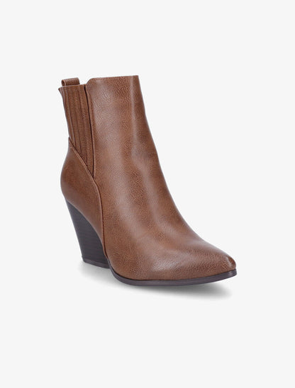 Bottines à talon style santiag - Camel - 3