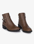 Bottines à détails croco et brides croisées - Marron - 1