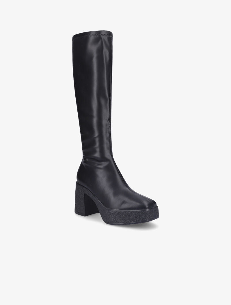 Bottes à plateforme et talon épais à bouts carrés - Noir - 3