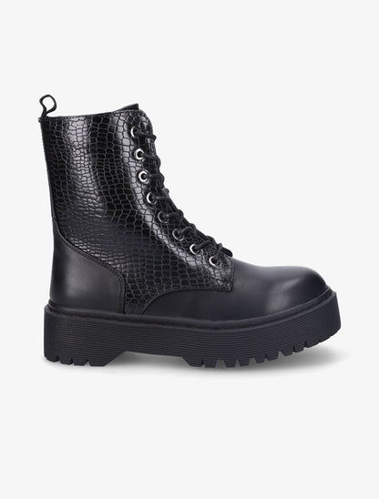 Bottines à plateforme à détail effet croco - Noir - 2