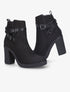 Bottines suédées à talon haut et brides à boucles stylisées - Noir - 1