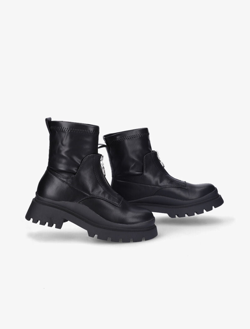 Bottines en simili à zip - Noir - 1
