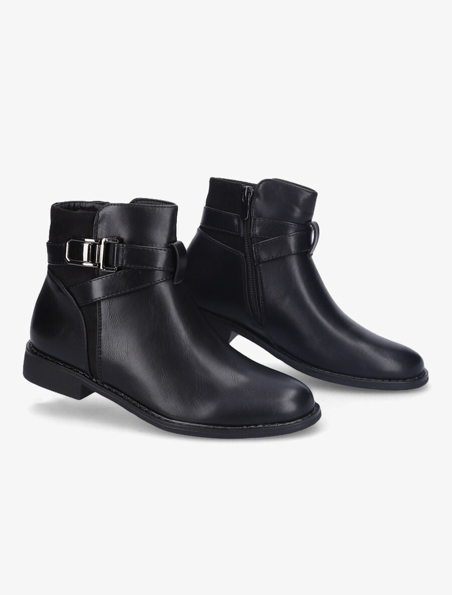 Bottines bimatière à détail suédé - Noir - 5