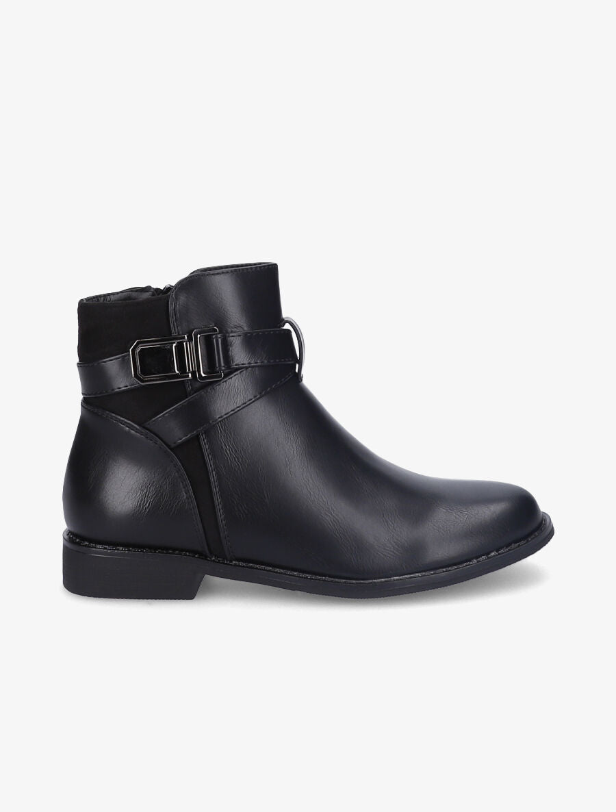 Bottines bimatière à détail suédé - Noir - 2