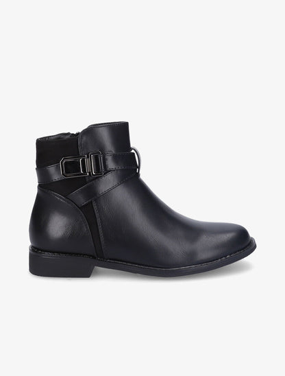 Bottines bimatière à détail suédé - Noir - 2