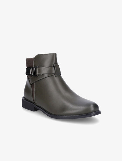 Bottines bimatière à détail suédé - Vert foncé - 3