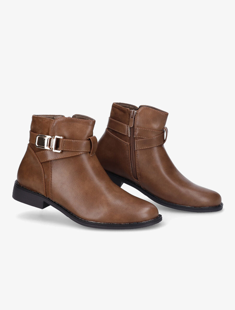 Bottines bimatière à détail suédé - Taupe - 1