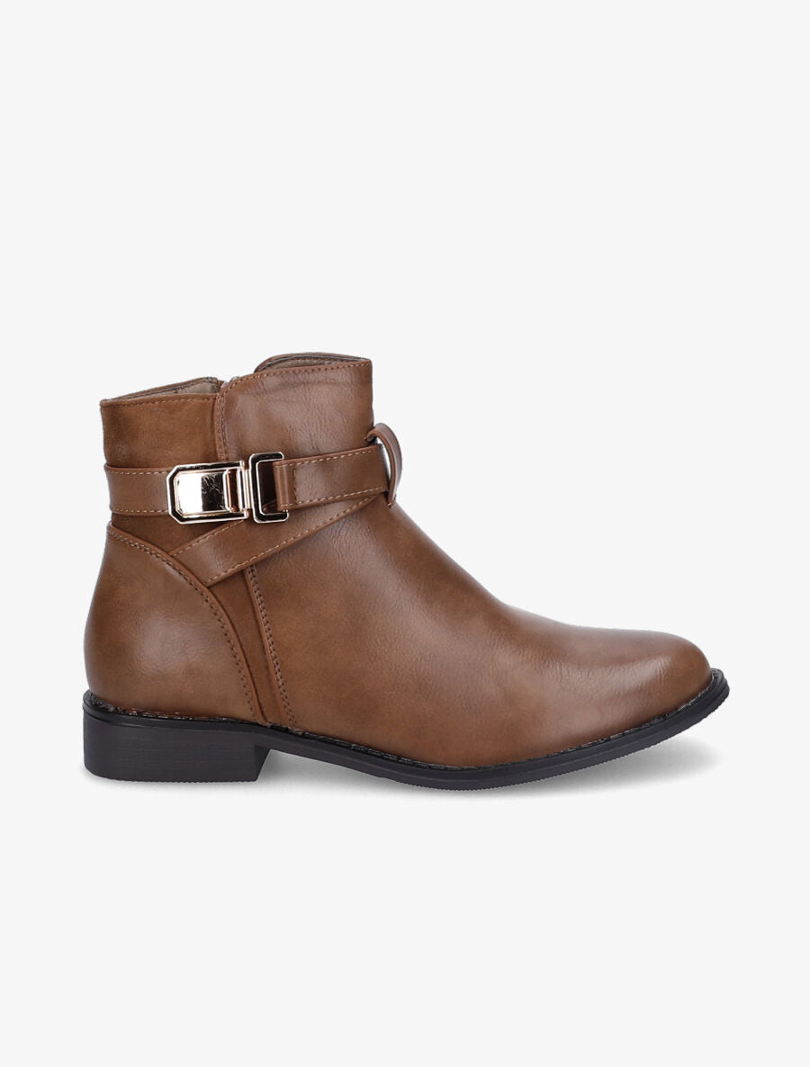 Bottines bimatière à détail suédé - Taupe - 2