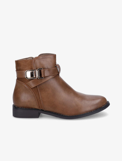 Bottines bimatière à détail suédé - Taupe - 2