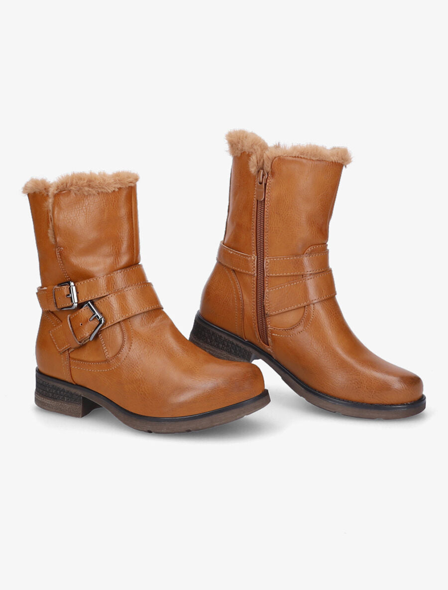 Boots montantes à intérieur fourré - Camel - 4