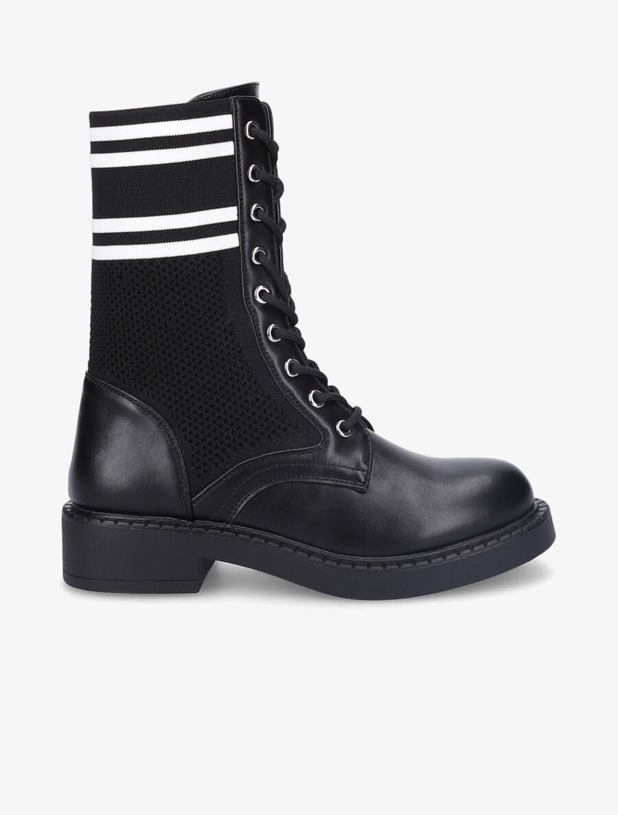 Rangers en toile et simili style chaussette - Noir - 1