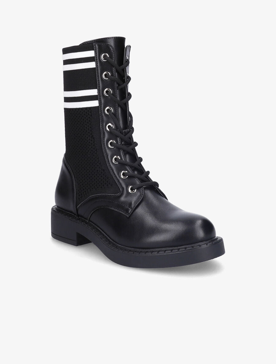 Rangers en toile et simili style chaussette - Noir - 2