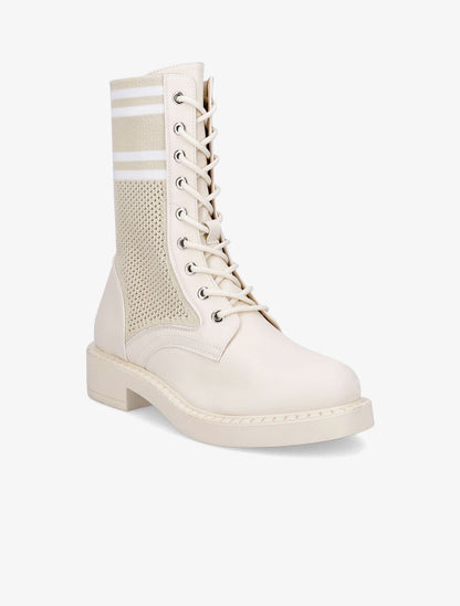 Rangers en toile et simili style chaussette - Beige - 2