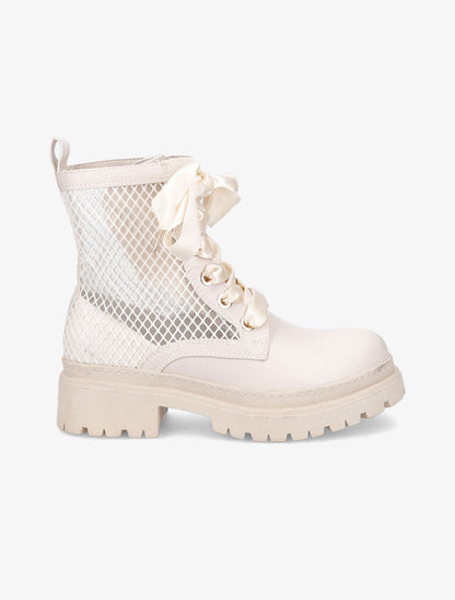 Rangers en simili à lacets ruban - Beige - 1