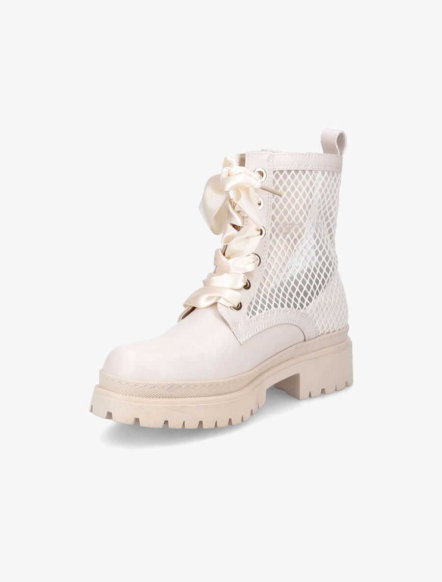 Rangers en simili à lacets ruban - Beige - 3