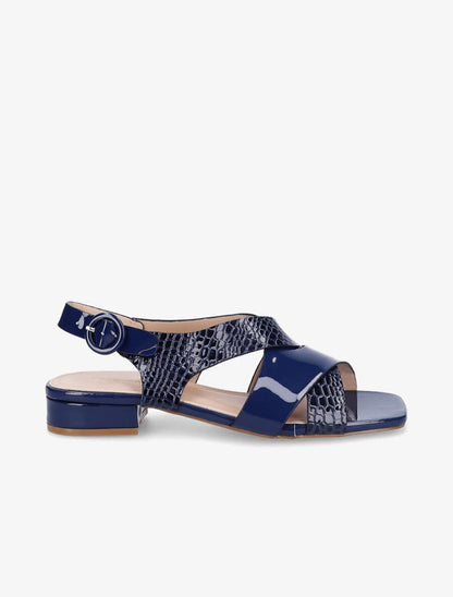 Sandales vernies à ganses entrelacées effet croco - Bleu - 1