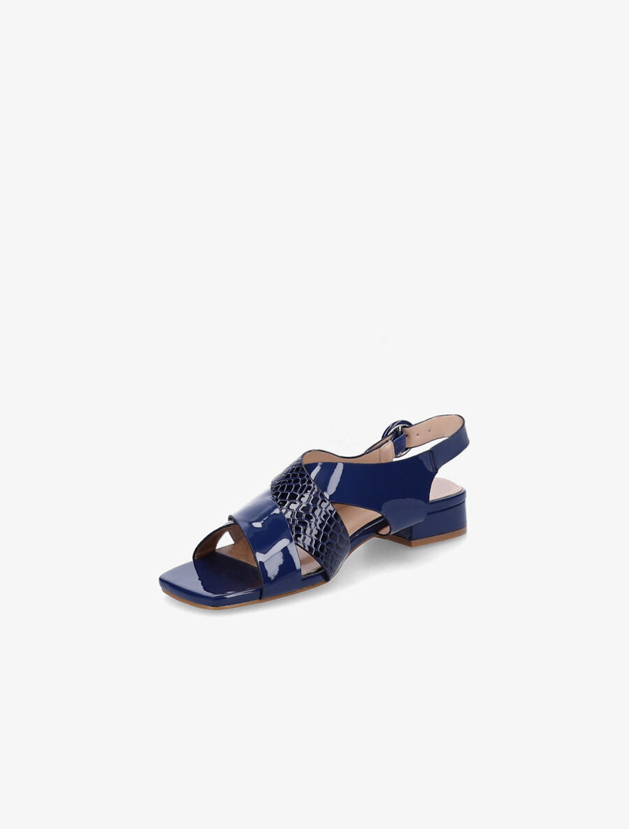 Sandales vernies à ganses entrelacées effet croco - Bleu - 3