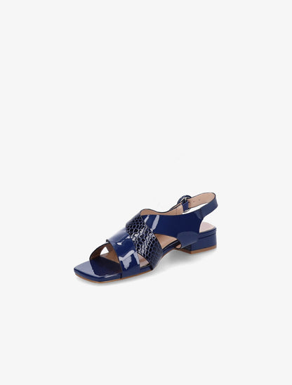 Sandales vernies à ganses entrelacées effet croco - Bleu - 3