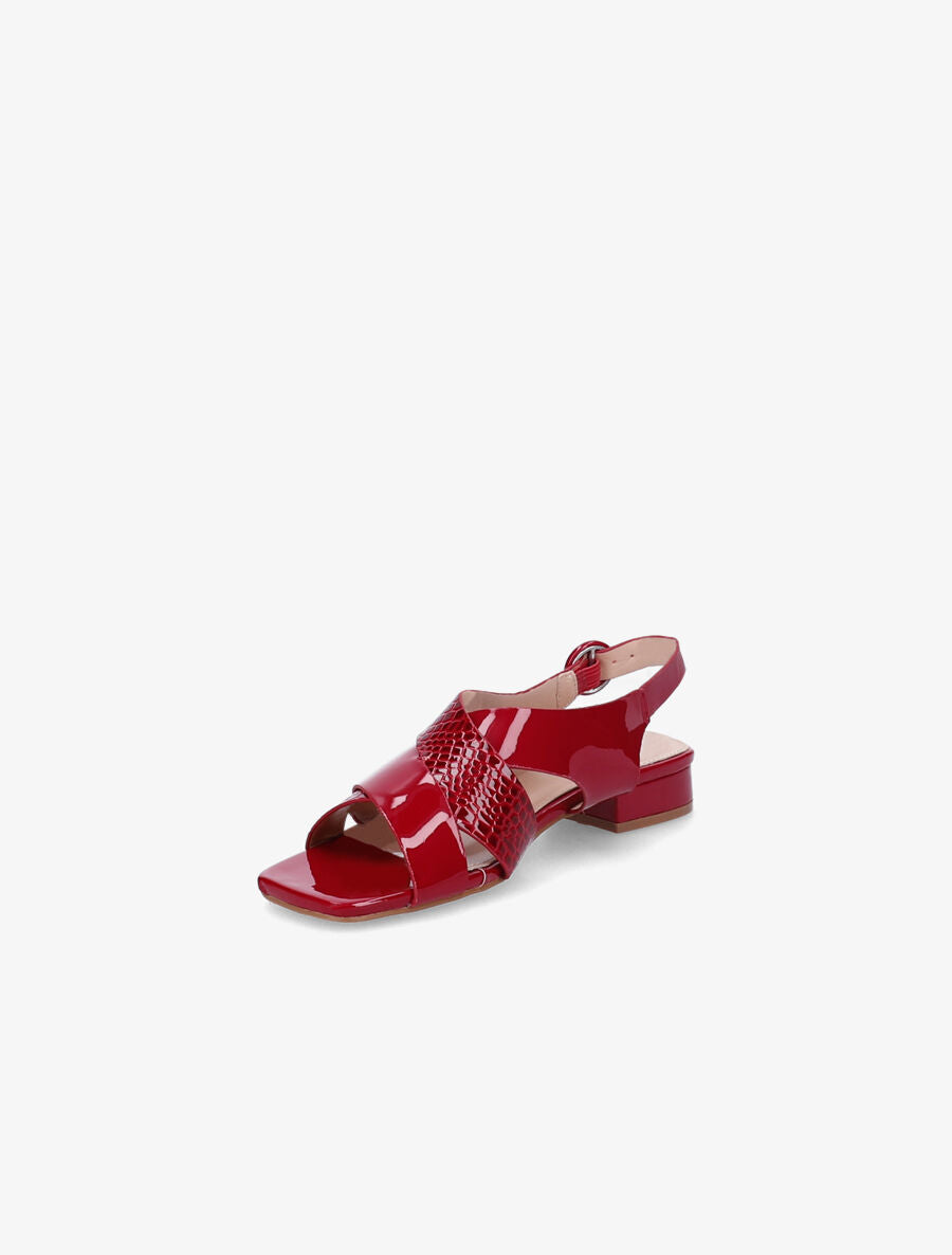 Sandales vernies à ganses entrelacées effet croco - Rouge - 3