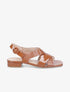 Sandales vernies à ganses entrelacées effet croco - Camel - 1