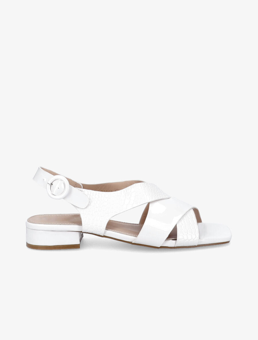 Sandales vernies à ganses entrelacées effet croco - Blanc - 1