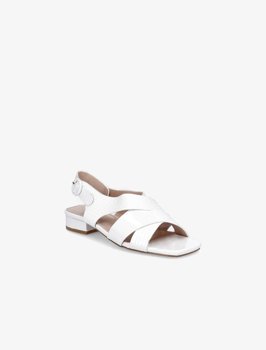Sandales vernies à ganses entrelacées effet croco - Blanc - 2