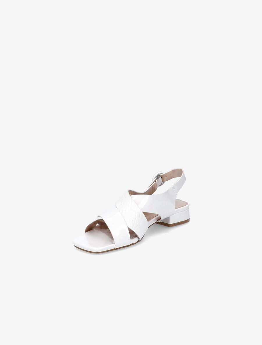 Sandales vernies à ganses entrelacées effet croco - Blanc - 3