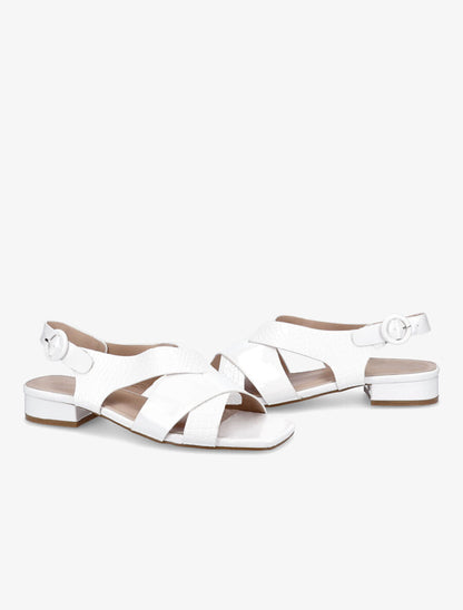 Sandales vernies à ganses entrelacées effet croco - Blanc - 4