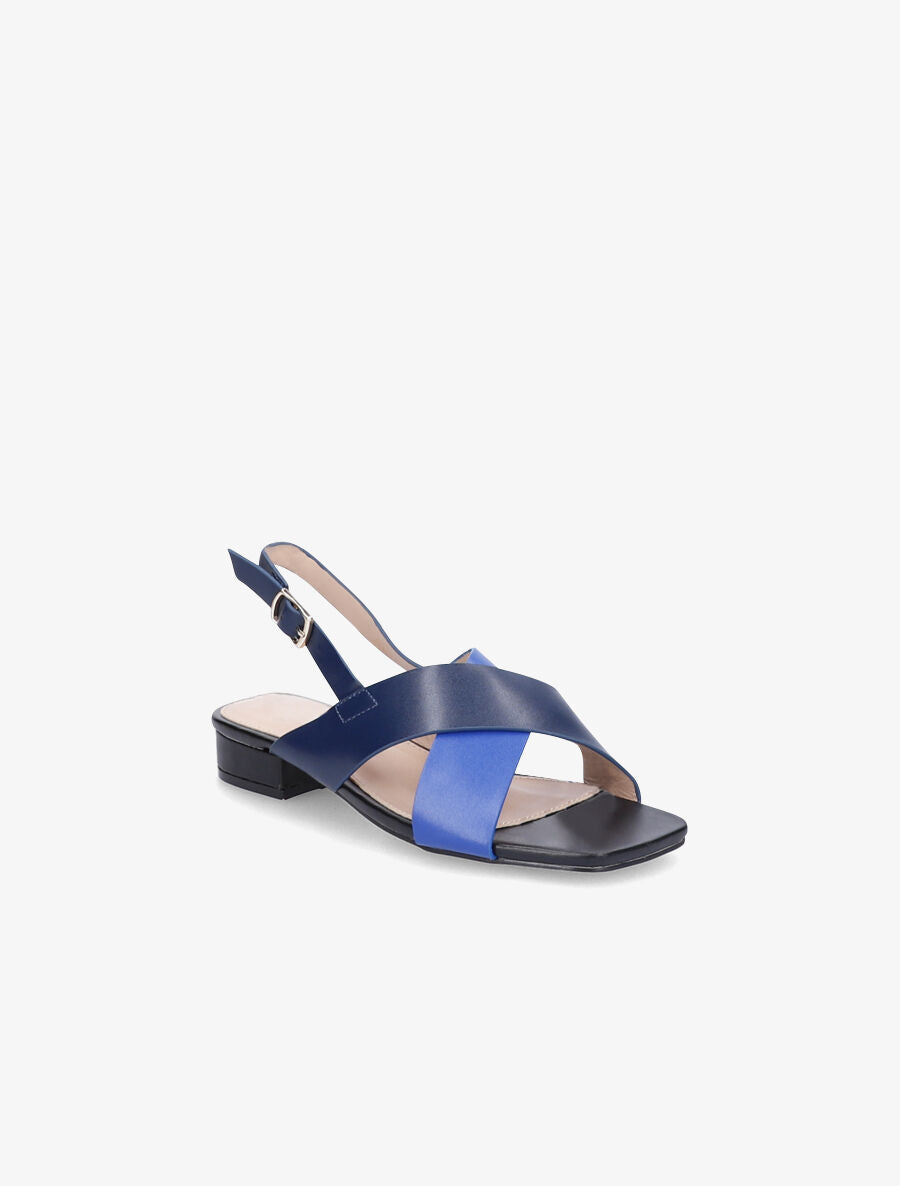 Sandales à ganses croisées et bouts carrés - Bleu - 2