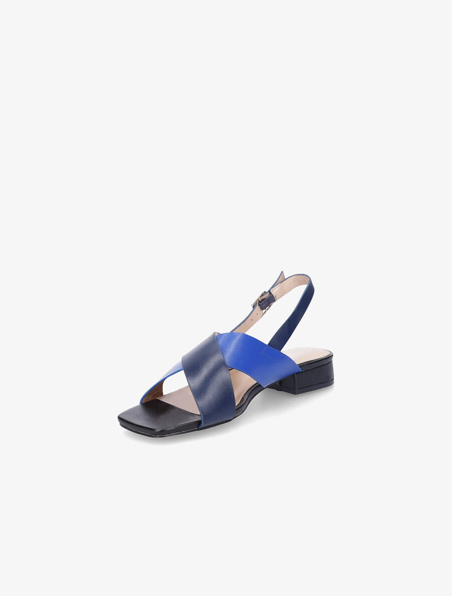 Sandales à ganses croisées et bouts carrés - Bleu - 3
