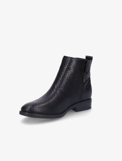 Bottines en simili perforé et chevilles fendues - Noir - 3