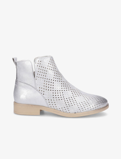Bottines en simili perforé et chevilles fendues - Gris clair/argent - 1