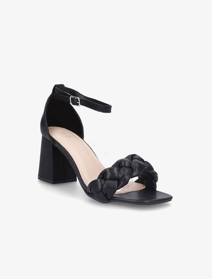 Sandales à talons et ganses tressées - Noir - 2