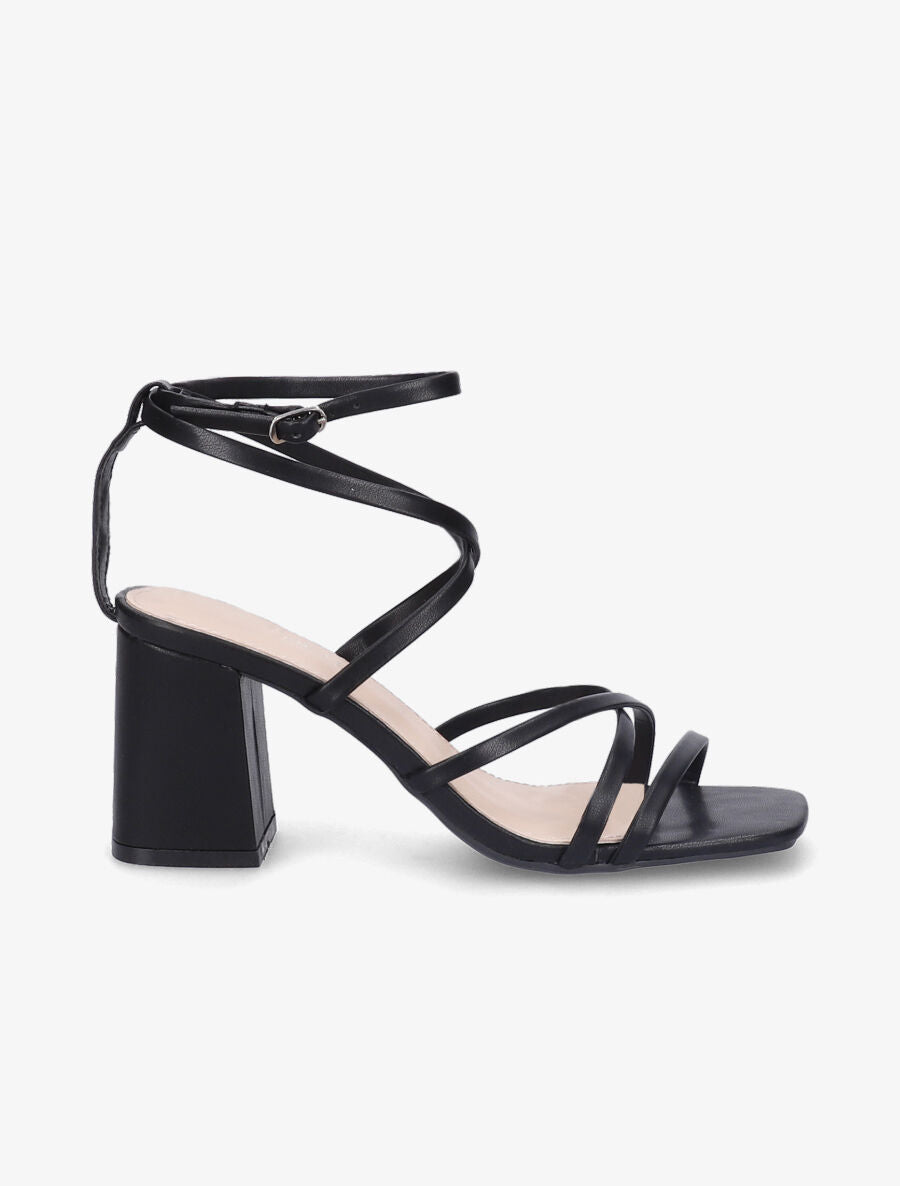 Sandales à brides et ganses fines - Noir - 1