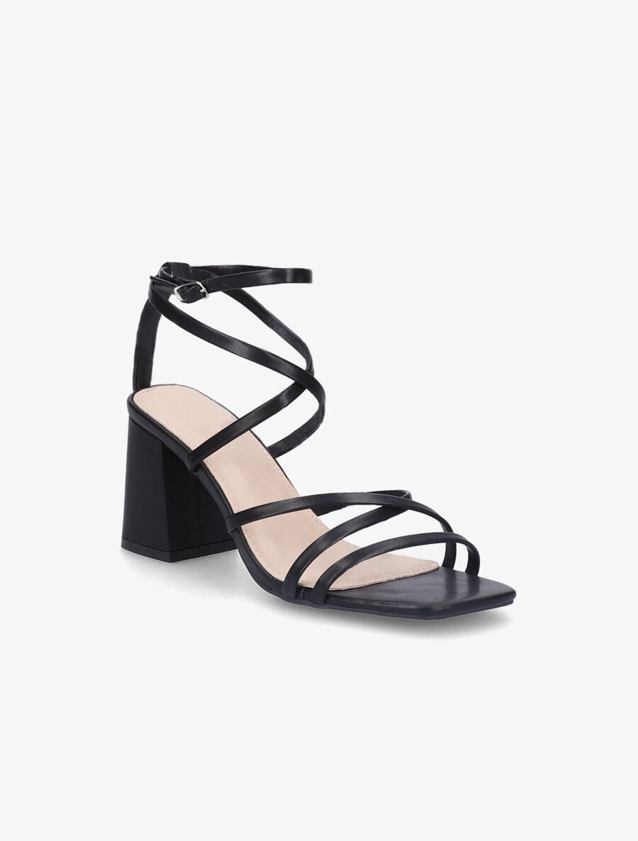 Sandales à brides et ganses fines - Noir - 2