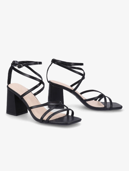 Sandales à brides et ganses fines - Noir - 4