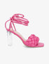 Sandales lacées à talons transparents et ganses tressées - Fuchsia - 1